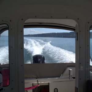 Media 'Finally out of the cut and into deeper water' in album '15-20 mph breeze out of the north, so heading south in protected waters instead'