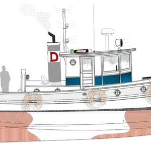 Media 'Amak44 - A Sam Devlin design for a 44 foot tug.' in album 'P9270177 The Freedom, Nice Harbor, France'