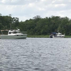 Mystery Girl and C Traveler anchored behind 7 Sisters Islands