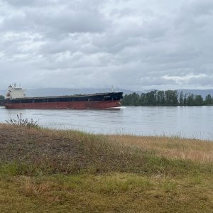 Ship passing Sand Island