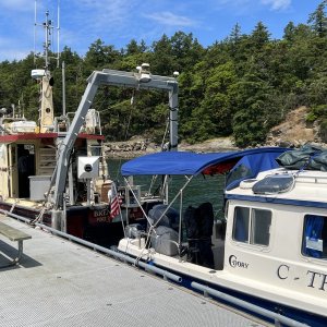 C-Traveler at Fossil Bay with the research vessel Brendan D II behind