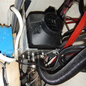 View from behind fridge looking up under gunnel