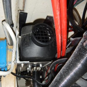 View from behind fridge looking up under gunnel.