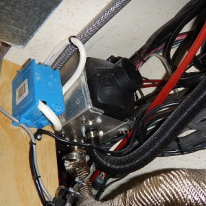 Behind fridge Top left of pic shows bottom of new Origo alcohol stove. Goodby Wallas!