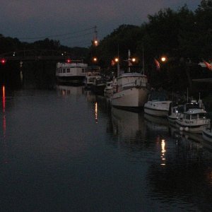 Brockport at night.