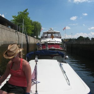 Finally locking through with another boat.  Free Bird is her second trip around the Great Loop