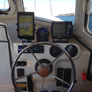 -----  Several new mods----

1.Navionics HD USA on my Nexus 7 tablet. 
2.Kenwood bluetooth/CD radio
3.New switch panel
4. New cigarette plug/USB connector
5. LED accent lights remote control
6. Whistle
7. Titanium double-edged knife w/ spark/firestarter piece.