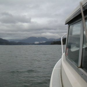 Heading toward Auke Bay, Mendenhall glacier in the background