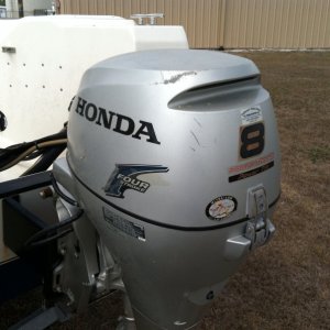Media '2006 Honda 8HP w/electric start and remote throttle' in album '2006 22' Angler and Captain also Rusty the boat Dog.'