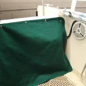 Media 'This speaker is no problem. There are also 2 more at the end of the v-berth.' in album 'Sunbrella fabric with snaps and trim to clean up the back.'