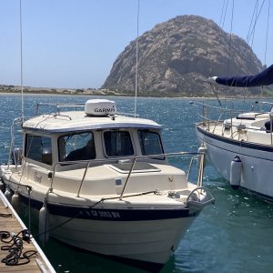 Media 'At her new temporary home with Morro Rock behind' in album 'Very first leg of the long trip between Lopez Island, WA, and Central Calif. on the day of purchase'