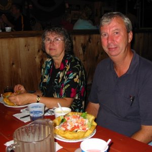 Rick & Carol with lobster salads