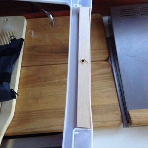 Reinforcing plastic shelves.  Will be mounted from top with standard screw.  Screw will have a piece of wood to hold on to, not just hollow plastic.