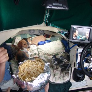 Breaktime. Watch a movie and eat some Jiffy pop.