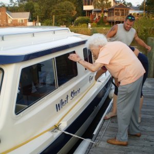 Grandmaw looking at the new ride.