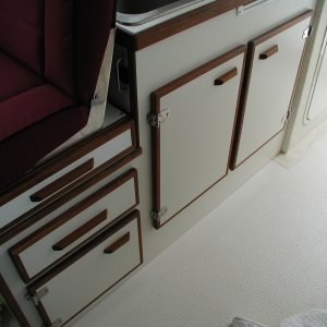 Teak Handles added to Drawers and Cabinets