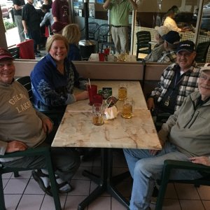 Crew from Midnight Flyer and Alma\'s two enjoying some good German Food in Sanford.