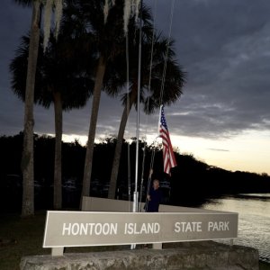 Phil, our new honorary member, did the honors of flag at half staff, and then lowered, as the group sang taps at sunset.