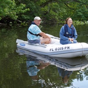 Tom and Joyce in the dinghy