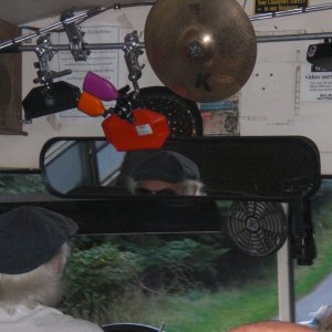 Tommy plays these instruments while the bus drives itself. You had to be there to believe it!