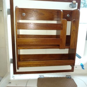 Teak Dish Holder under Origo Stove