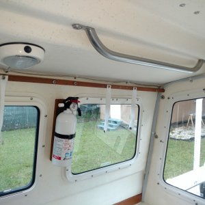 Teak Curtain Holder (on both sides) Note Interior Grab Rail