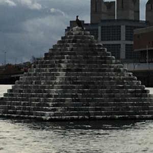 Modern sculpture on the Boston waterfront.