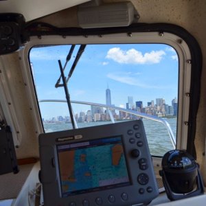 Media 'An exciting view looking up the Hudson River.   Lots of rocking & rolling from boat and ferry wakes, and lots of fun!' in album 'Freedom is amused..parked at a farm stay B&B'