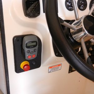 Media 'Starboard panel to hold remote and power switches.  I included an on/off rocker switch as I like to turn things fully off.' in album 'Hydraulic pump on rear of helm bulkhead.'