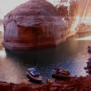 Traveler and Daydream on Beach Under Large Overhang at Fifty Mile Canyon - Another Shot 9-22-09