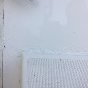 Spider cracks on starboard side of cockpit