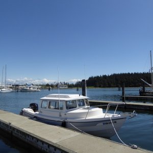 Back at the boat after a few hours with friends in town. Plan A was to spend the night in Oak Harbor...