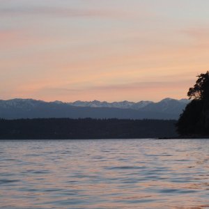 The Olympics at sunset