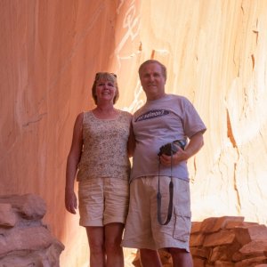 Heinz & Diane at the Indian Ruin hieroglyphs