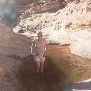 Media 'The one mile hike along the creek bed to the Indian Ruins' in album 'Helping hands assist fixing See-Saw's canvas'