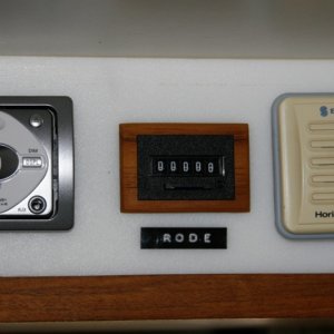 Media 'Rode-Counter in overhead console' in album 'BEFOFE: Original port bench seat with copilot chair for CD 22 Commuter version. Starboard side was identical. This side now has been modified to form a bed and houses a 20 gallon water tank.'