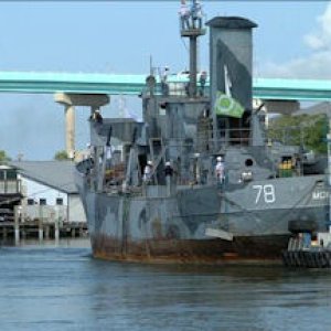 USCGC Mohawk-7-1-2012-Leavinf Fort  Myers Yacht basis-Matanzas Pass on her way to final resting place