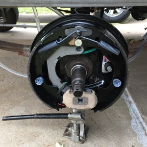 LH brake installed on axle.