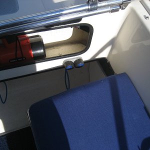 Cam cleats, great for fender or temporary holding of dock lines.