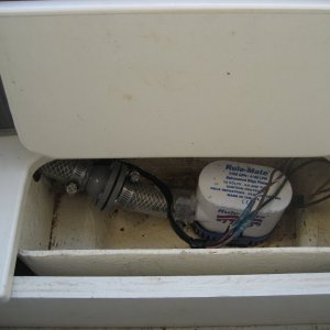 Check valves installed on bilge pump outlet hoses. Installed to prevent water intrusion via through hull outlets.