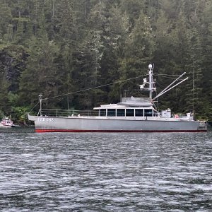 Dashew boat with Jody & I. warm springs bay