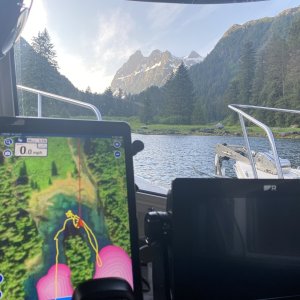 Chart shows tight spot between incoming rivers where anchored in Patterson Bay