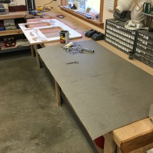 Laminating the countertop.