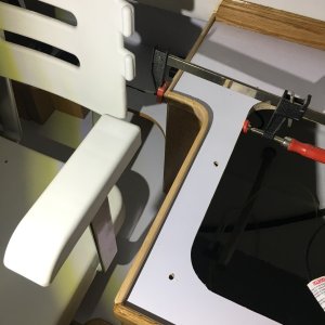 Last piece of trim being installed.