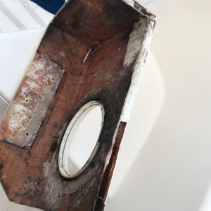 View of the bottom edge of the sidestep, with some rotten core
