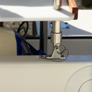 Quick release locking pins at each mount allows fast removal in case access to motor well and motor is neccessary in an emergency