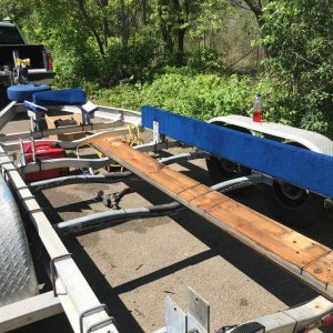 New carpet for bunk boards.  You can also see the HDPE slicks on the bow bunks.