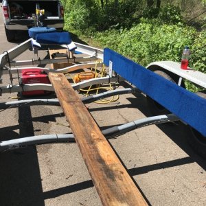 New carpet for bunk boards.  You can also see the HDPE slicks on the bow bunks.