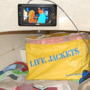 Media '9" Screen is big enough for the V-Berth Location and Color is sharp.
Purchased at Office Max..12 or 110 with recharageable battery.' in album 'Boat TV Digital Ant.'