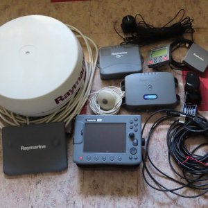Raymarine Electronic System for Sale.  Radar, C80 Chart Plotter, Auto Pilot, Fish Finder, Transducer